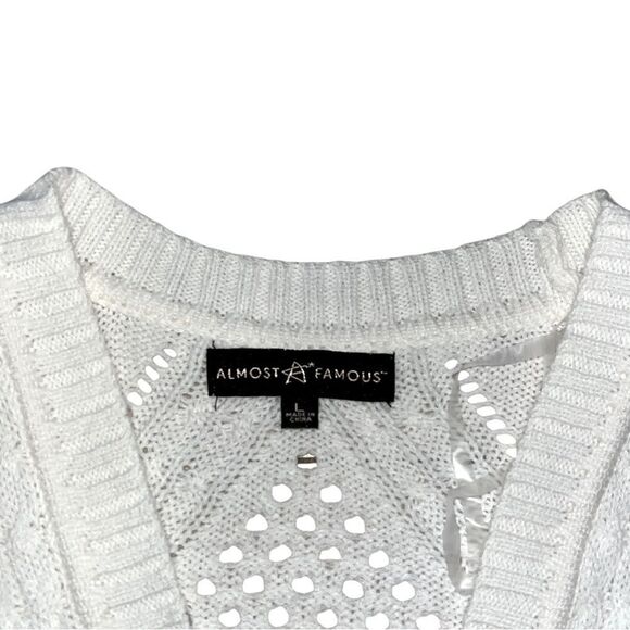 Almost Famous Cream Open-Knit Cardigan - Picture 4 of 4